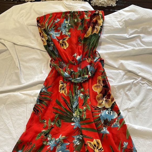 Women’s small tropical mind code small strapless jumpsuit - Picture 2 of 6